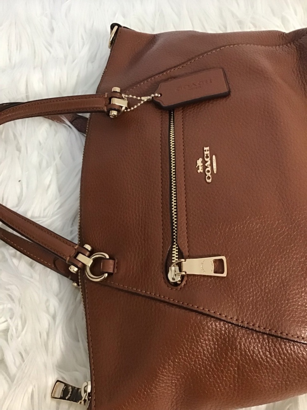 Coach Prairie Satchel Bag 79997 Tan Soft Pebbled Leather Purse No Long Strap - Picture 12 of 15